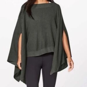 Lululemon Forward Flow Olive Green Cashmere Blend Cape Poncho - OS